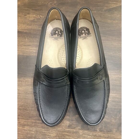 New SAS Ace Loafers Shoes Mens Size 11 W Black Leather Handsewn Work Once main image 7